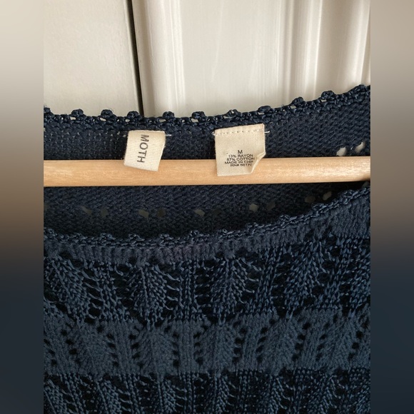Vintage ANTHRO Moth Navy Tunic Sweater - Picture 2 of 6